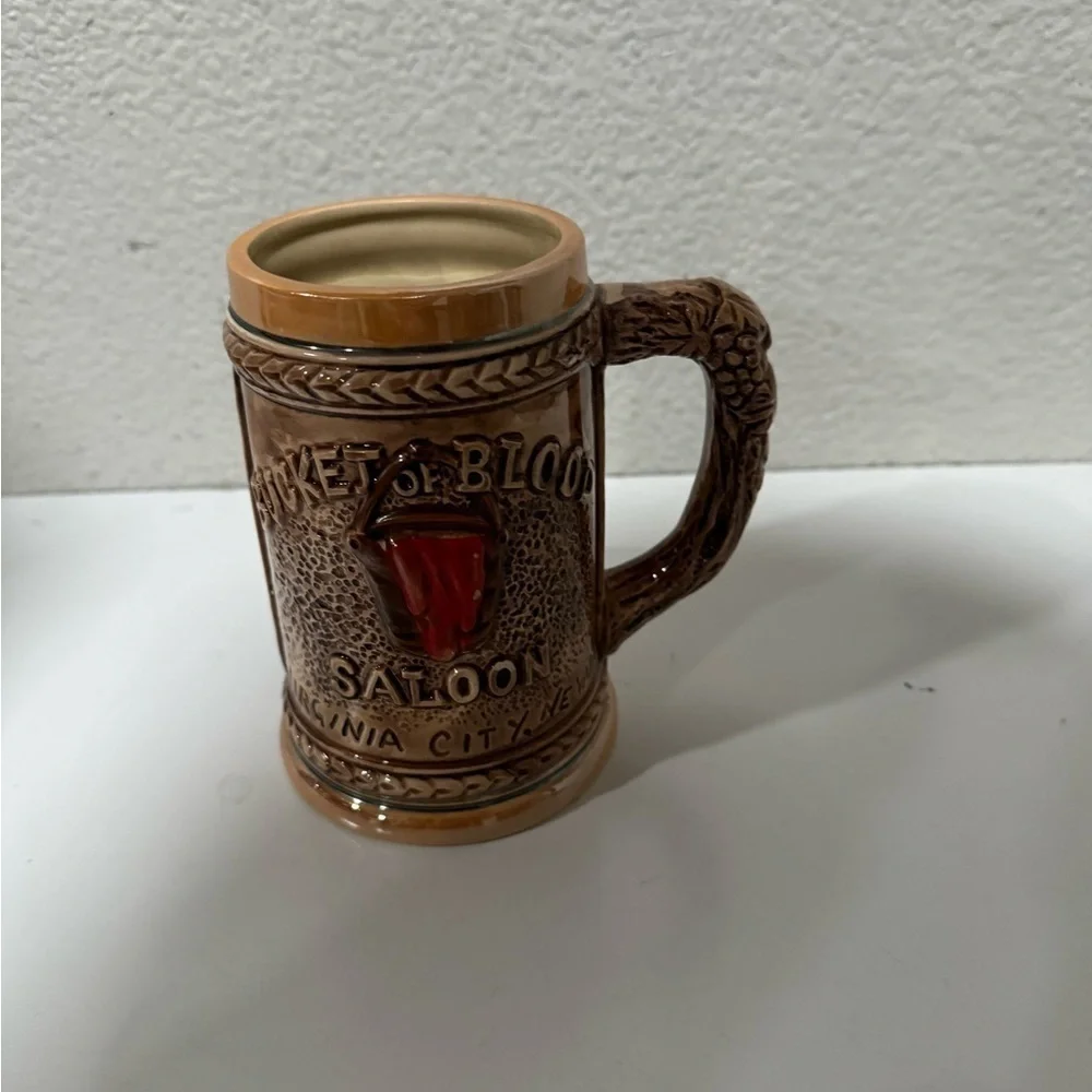 BUCKET OF BLOOD SALOON Vintage Prospector Beer Stein Mug Virginia City Nevada